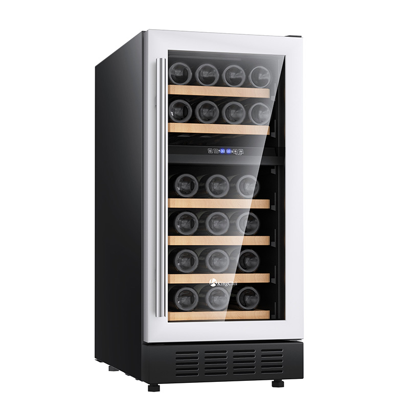 KingChii® 15 Inch 26 Bottles Dual Zone Wine Cooler Refrigerator Professional Compressor, Stainless Steel & Tempered Glass For Red Wine, Champagne - Built-in or Freestanding for Home, Kitchen, or Office
