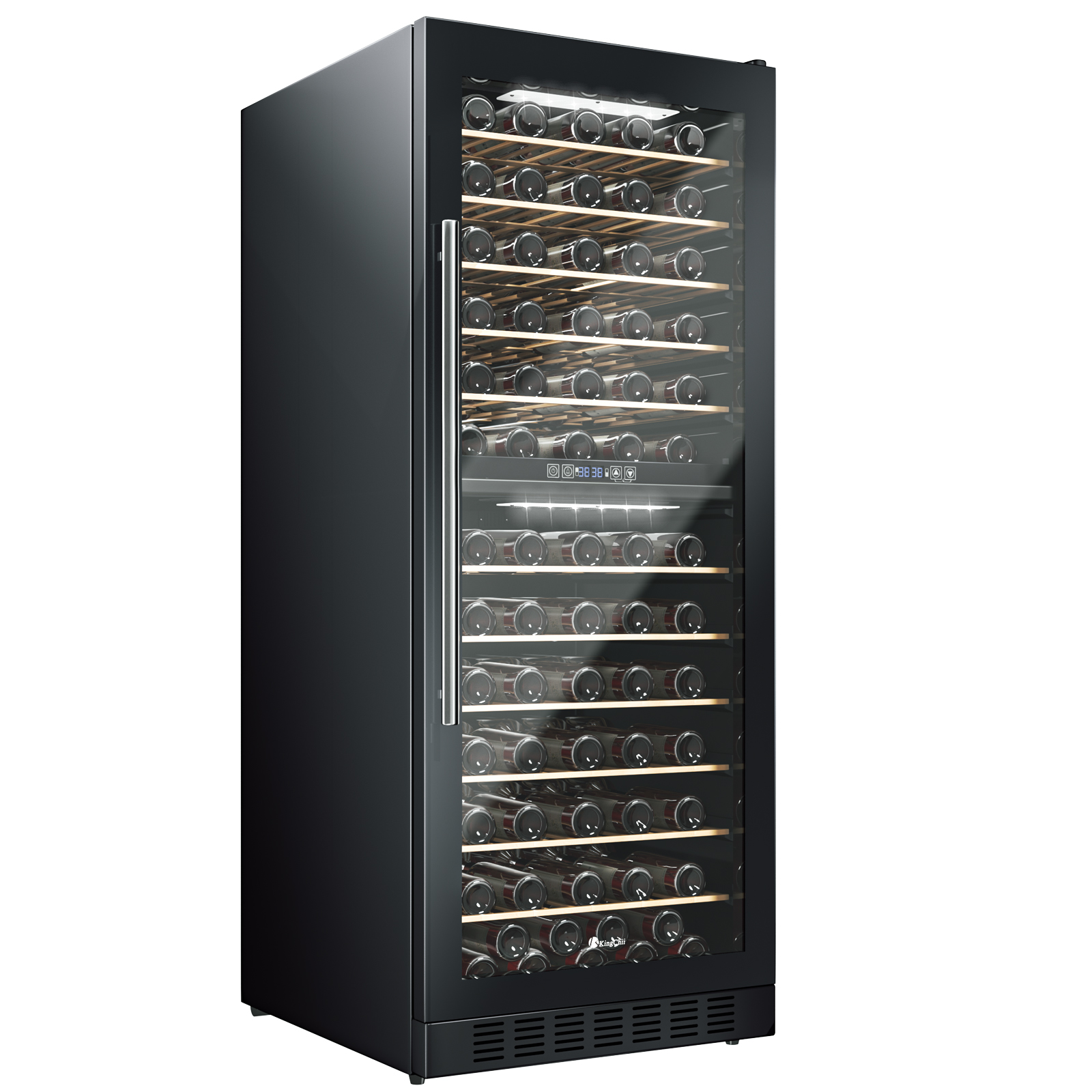 KingChii® 141 Bottles Wine Cooler Refrigerator Dual Zone Wine Fridge with Professional Compressor - Stainless Steel & Tempered Glass, Built-in or Freestanding for Home, Office, Kitchen